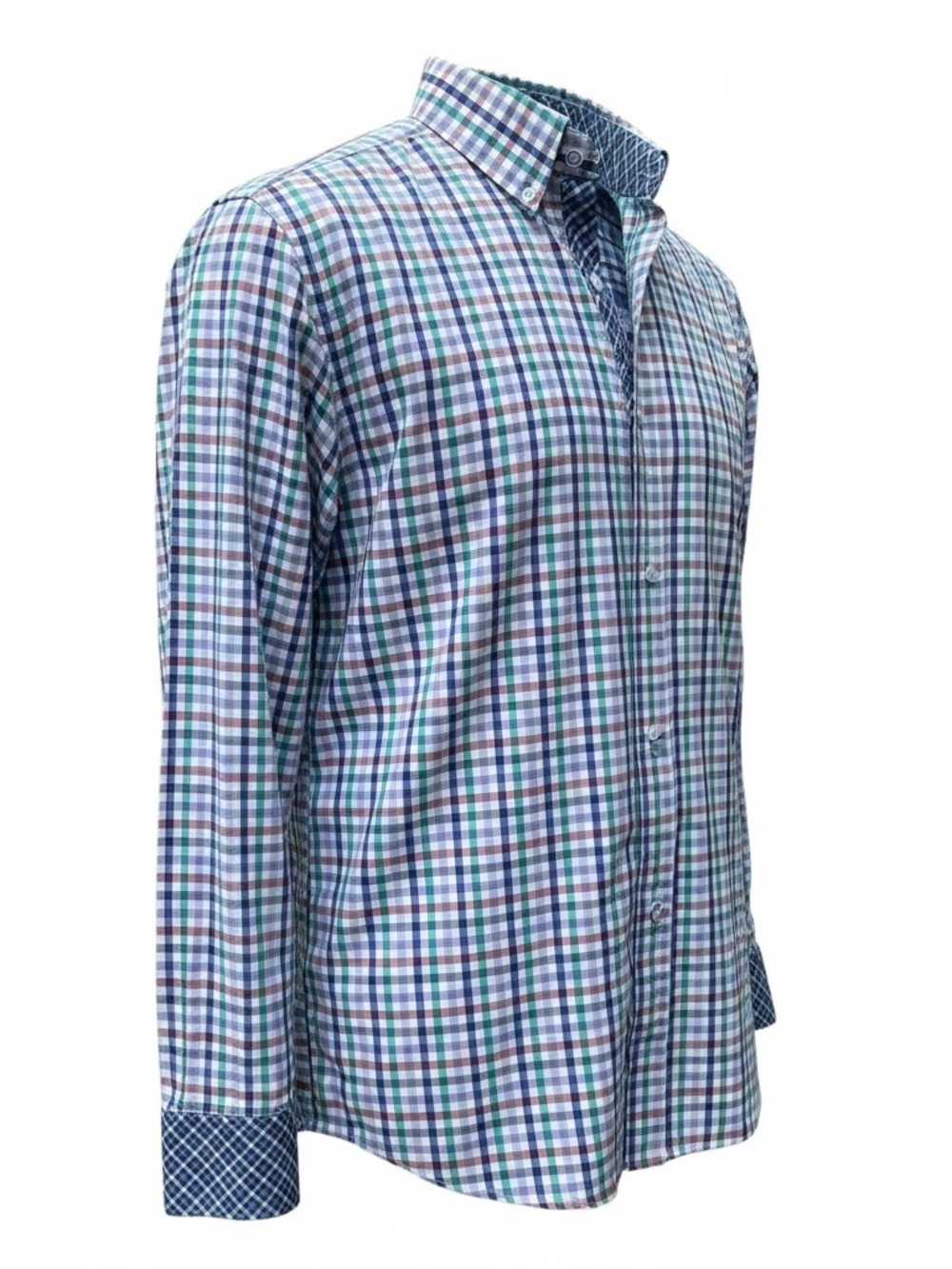 TaylorByrd Men's Sz. L Multicolor Tattersall Plaid Button-Down Shirt Long Sleeve